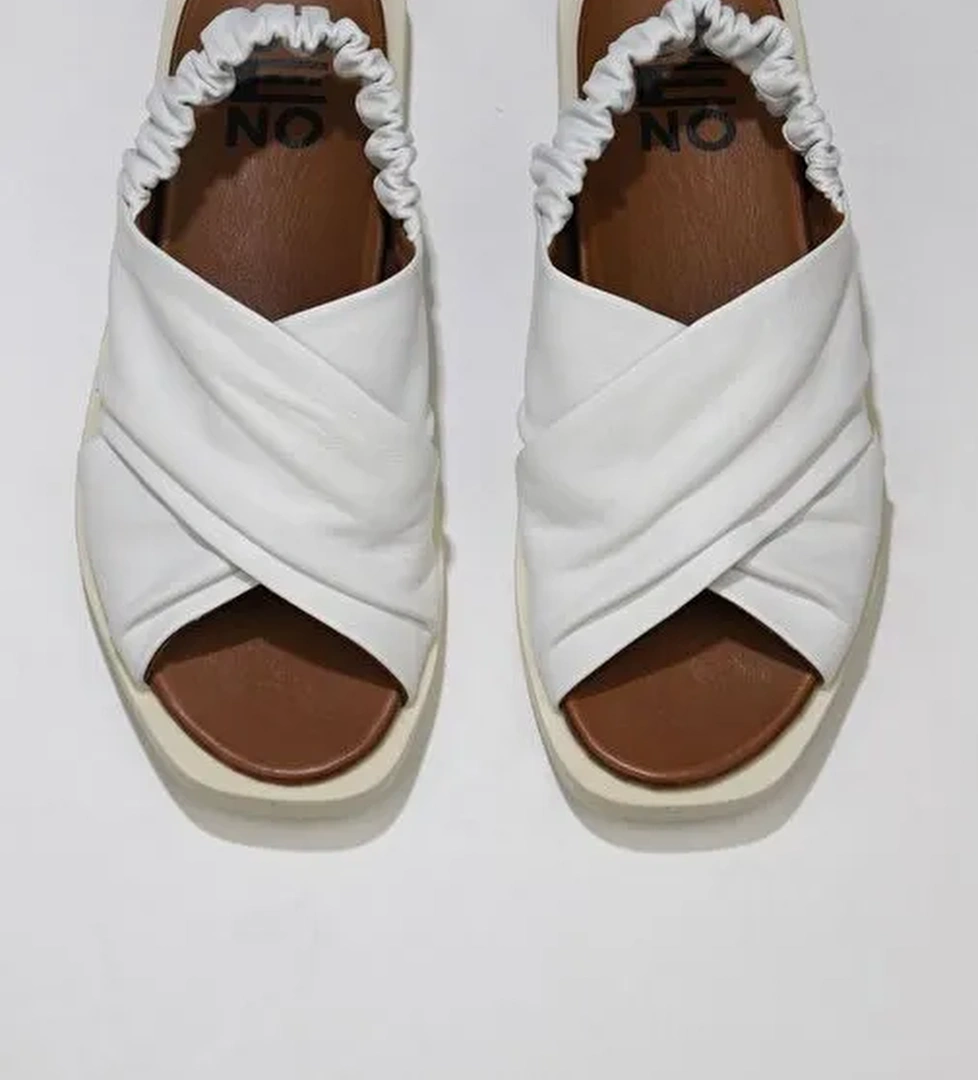 Bueno Shoes Beyaz Deri Kadın Sandalet 01wu3309 - Görsel 1