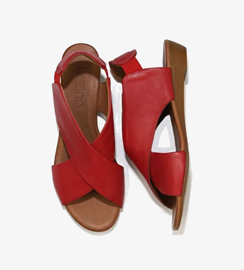 Bueno Shoes Kırmızı Deri Kadın Sandalet 01wl2408