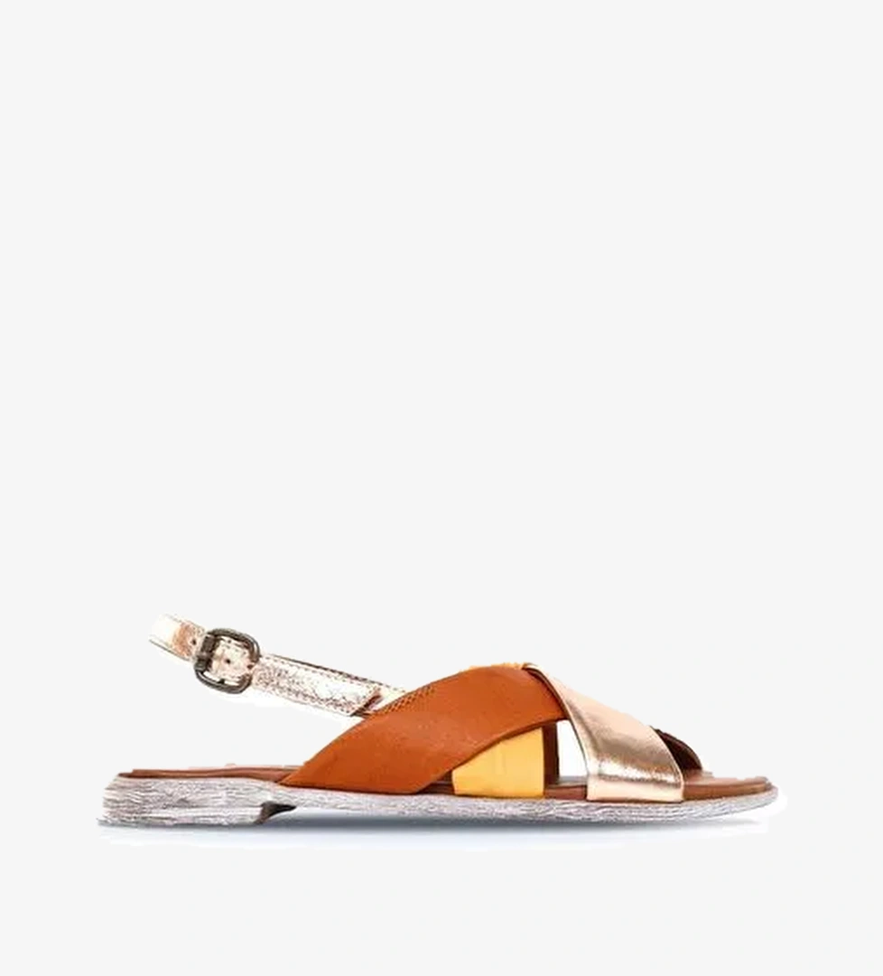 Bueno Shoes Sarı Multi Deri Kadın Sandalet 01wn5010 - Görsel 1