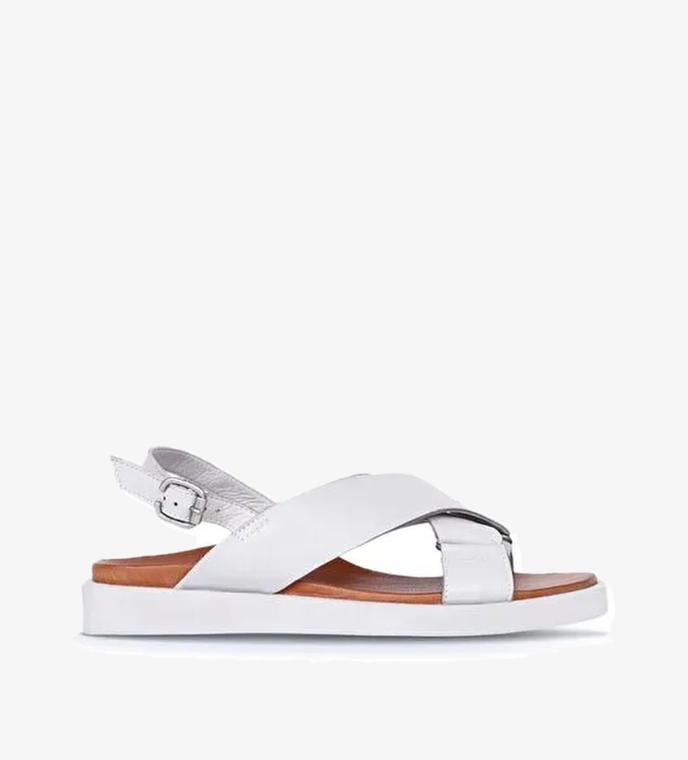 Bueno Shoes Ekru Deri Kadın Sandalet 01ws2801 - Görsel 1