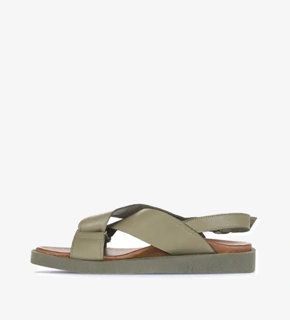 Bueno Shoes Haki Deri Kadın Sandalet 01ws2801 - Görsel 1