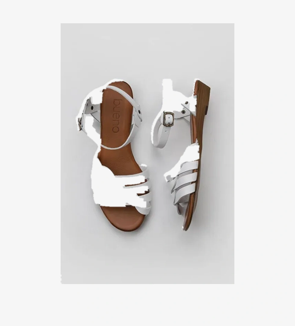 Bueno Shoes Beyaz Deri Kadın Sandalet 01wu3901 - Görsel 1