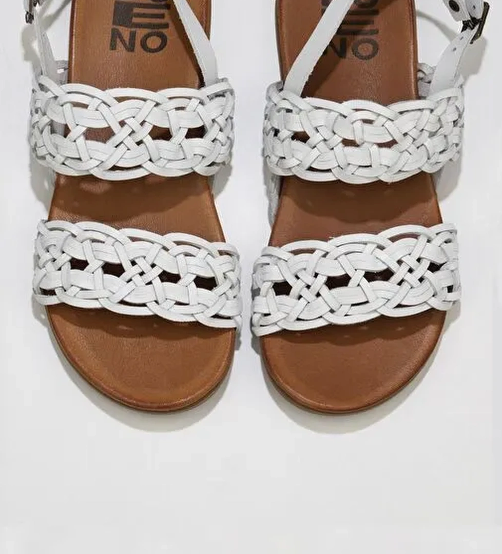 Bueno Shoes Beyaz Deri Kadın Sandalet 01wu4252 - Görsel 1