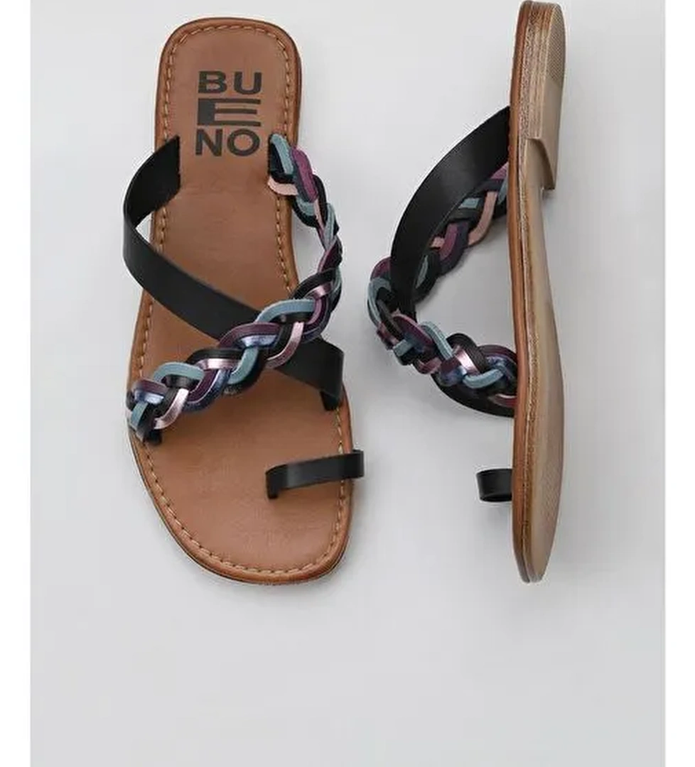 Bueno Shoes Siyah Multi Deri Kadın Parmak Arası Terlik 01wu3419 - Görsel 1