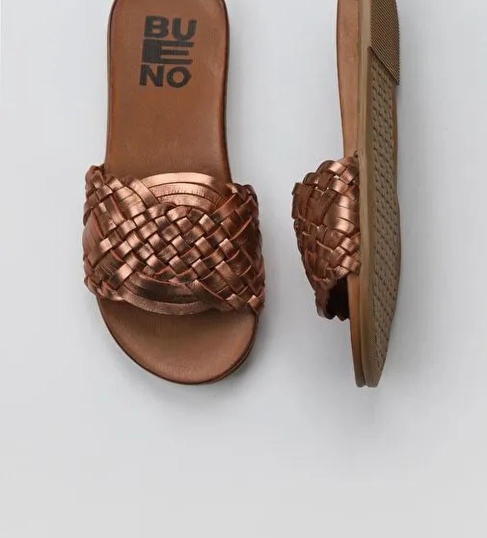 Bueno Shoes Bakır Parlak Deri Kadın Düz Terlik 01wu4233 - Görsel 1