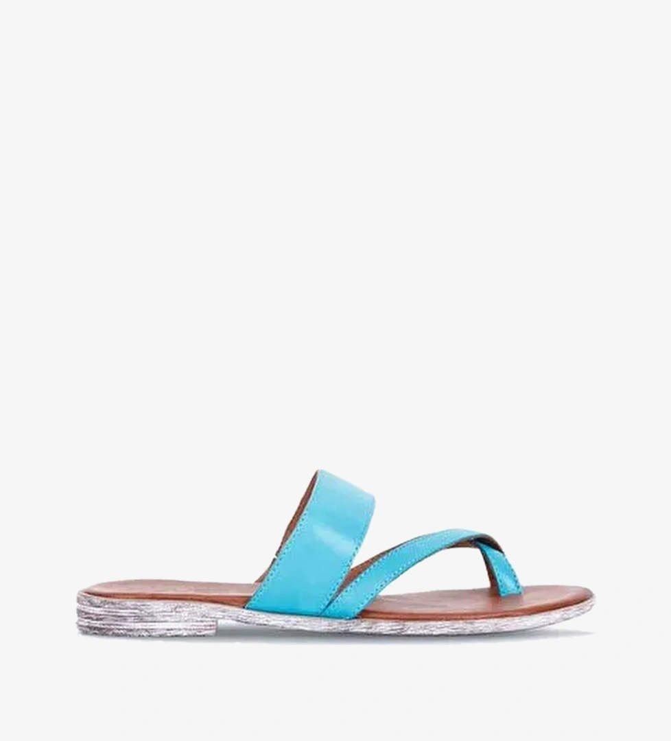 Bueno Shoes Turkuaz Deri Kadın Parmak Arası Terlik 01wq2012