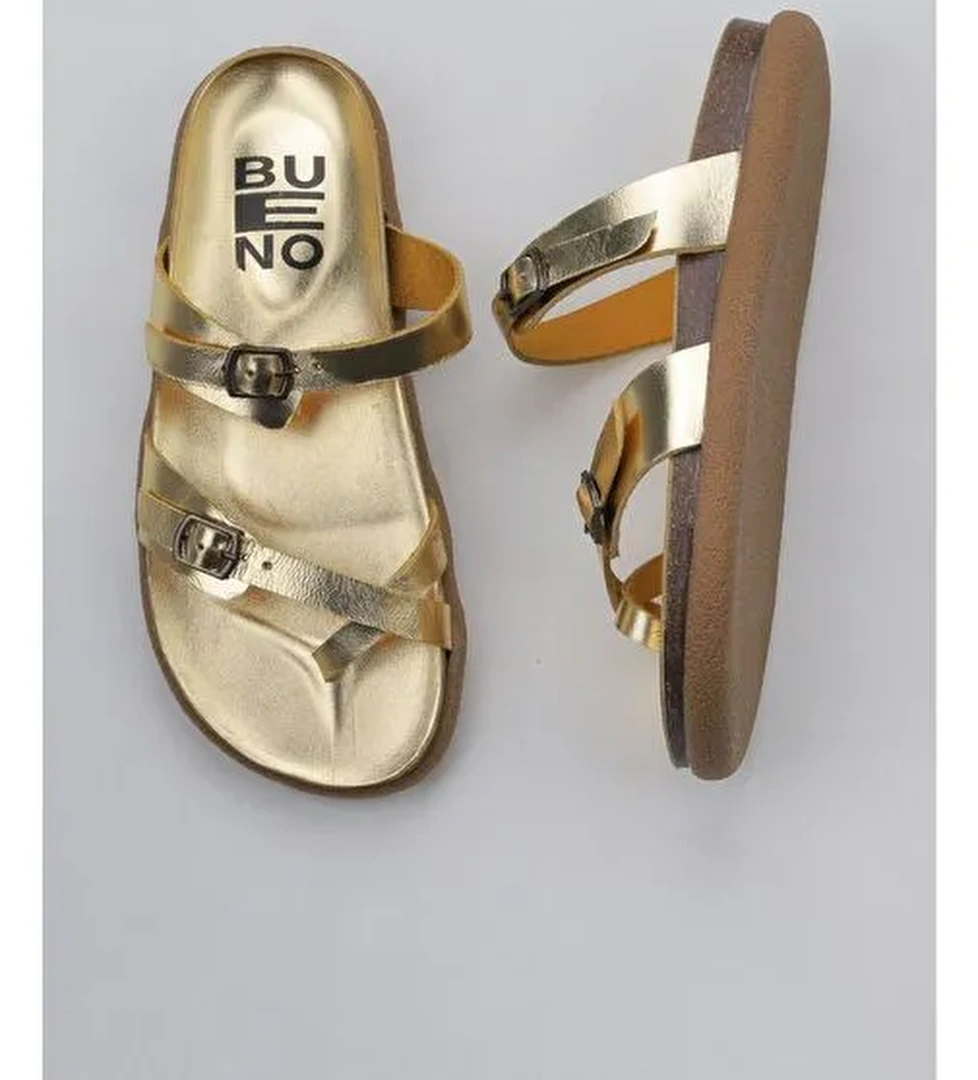 Bueno Shoes Sarı Parlak Deri Kadın Parmak Arası Terlik 01ws11000 - Görsel 1