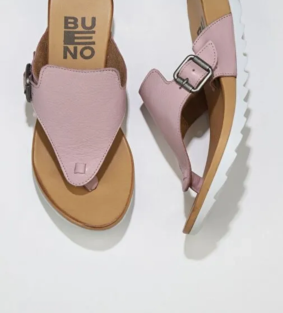 Bueno Shoes Pembe Deri Kadın Parmak Arası Terlik 01we0604 - Görsel 1