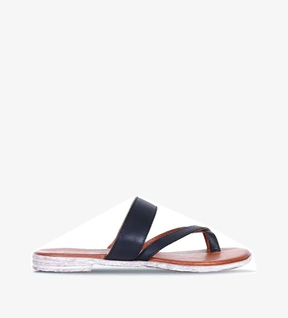 Bueno Shoes Siyah Deri Kadın Parmak Arası Terlik 01wq2012 - Görsel 1