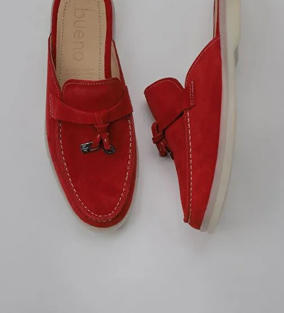 Bueno Shoes Kırmızı Süet Kadın Düz Terlik 05wt103 - Görsel 1