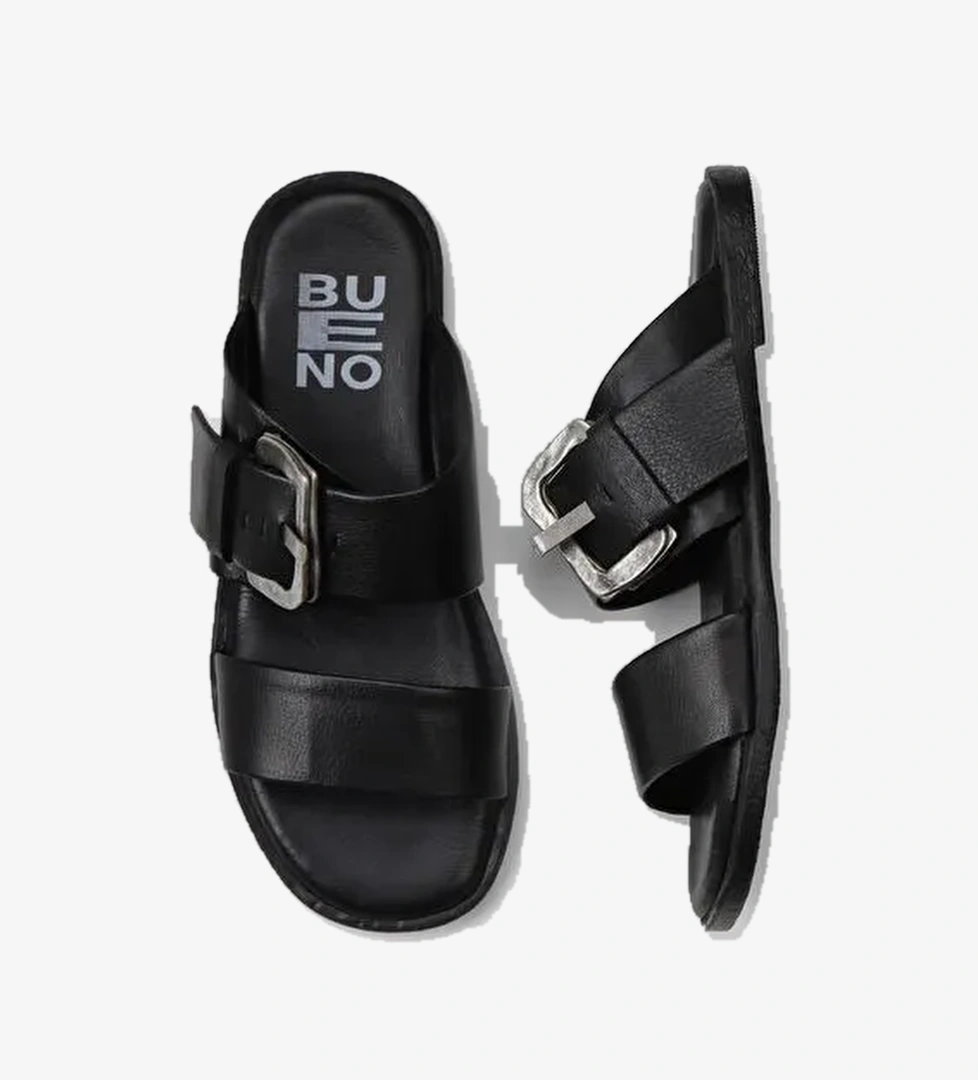 Bueno Shoes Siyah Deri Kadın Düz Terlik 01wy2001 - Görsel 1