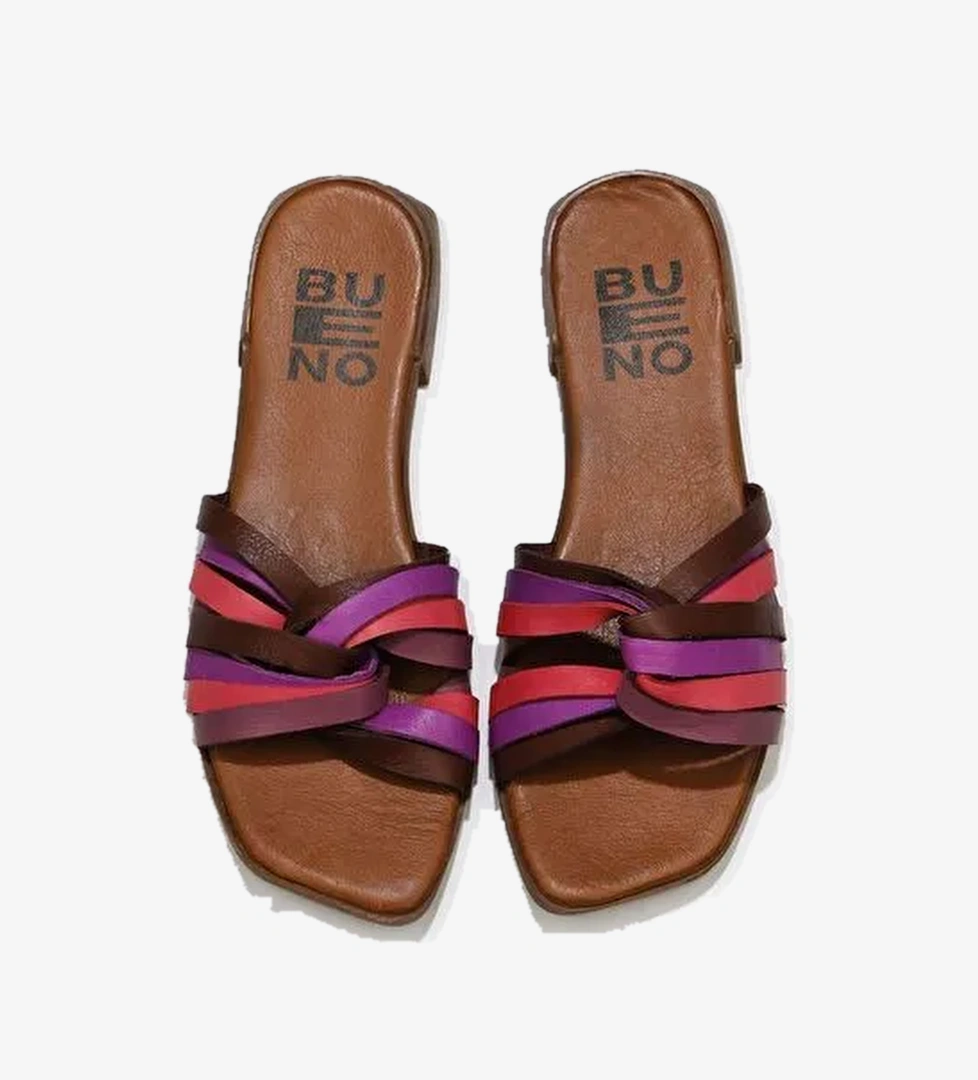 Bueno Shoes Mor Multi Deri Kadın Düz Terlik 01wu1805 - Görsel 1