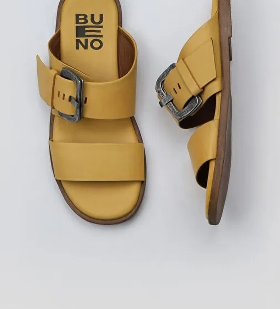 Bueno Shoes Sarı Deri Kadın Düz Terlik 01wy2001 - Görsel 1