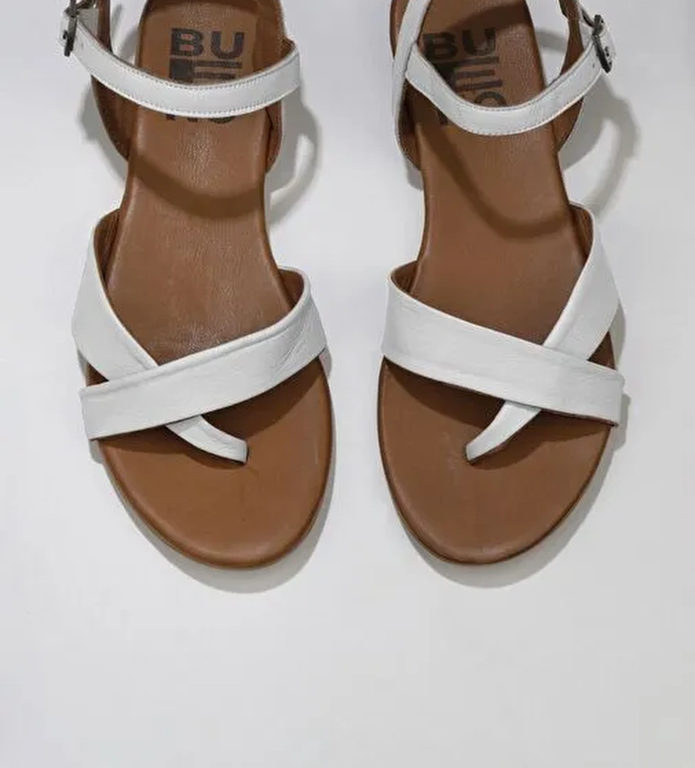 Bueno Shoes Beyaz Deri Kadın Sandalet 01wu7419 - Görsel 1