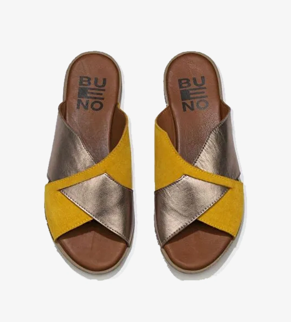 Bueno Shoes Sarı Gri Süet-deri Kadın Düz Terlik 01wu3000 - Görsel 1