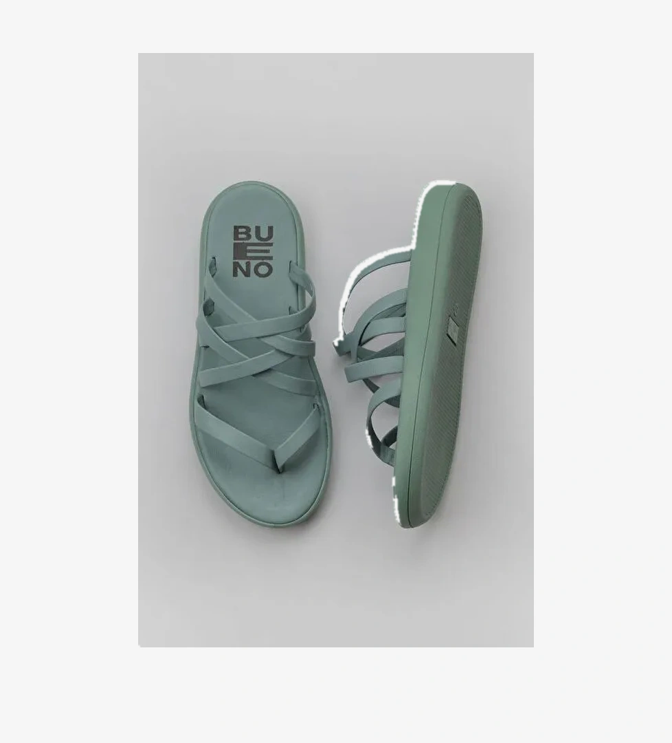 Bueno Shoes Yeşil Açık Deri Kadın Parmak Arası Terlik 01wy2317 - Görsel 1