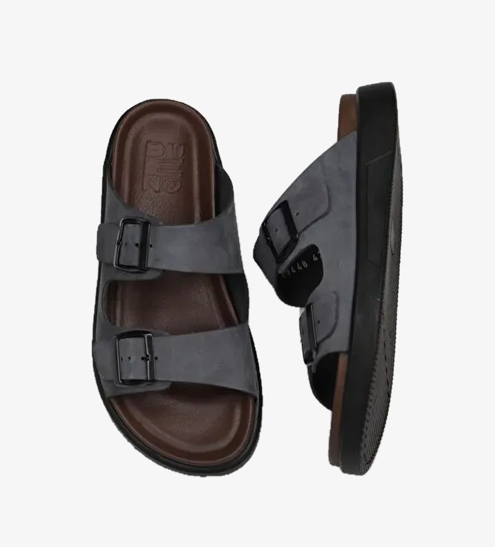 Bueno Shoes Antrasit Nubuk Erkek Düz Terlik 11t23348