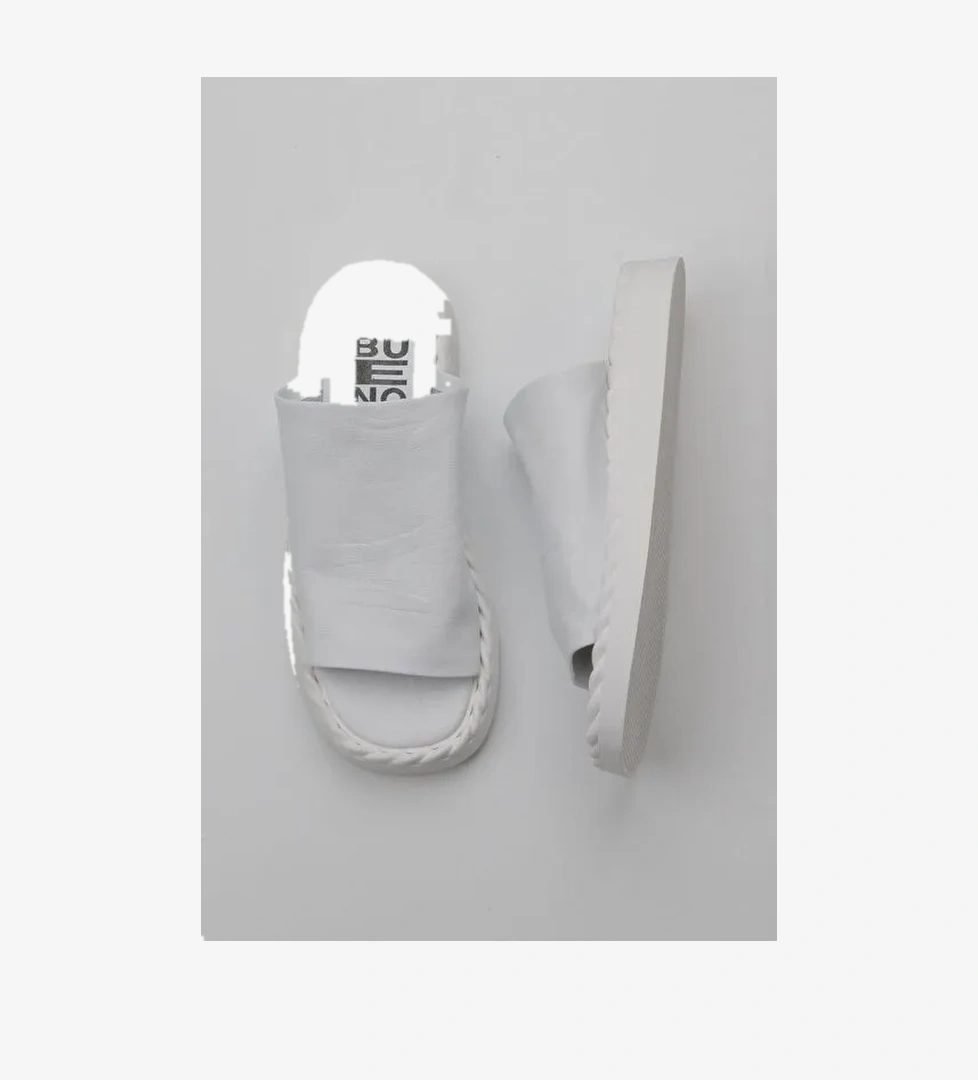 Bueno Shoes Beyaz Deri Kadın Düz Terlik 01wy9109 - Görsel 1