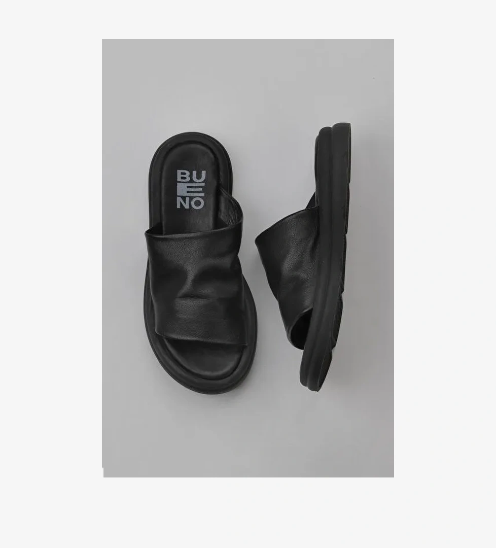 Bueno Shoes Siyah Deri Kadın Düz Terlik 01wy9400 - Görsel 1