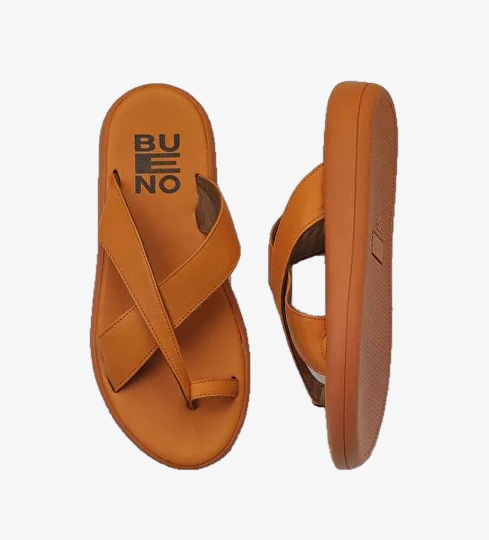 Bueno Shoes Turuncu Deri Kadın Parmak Arası Terlik 01wy2308