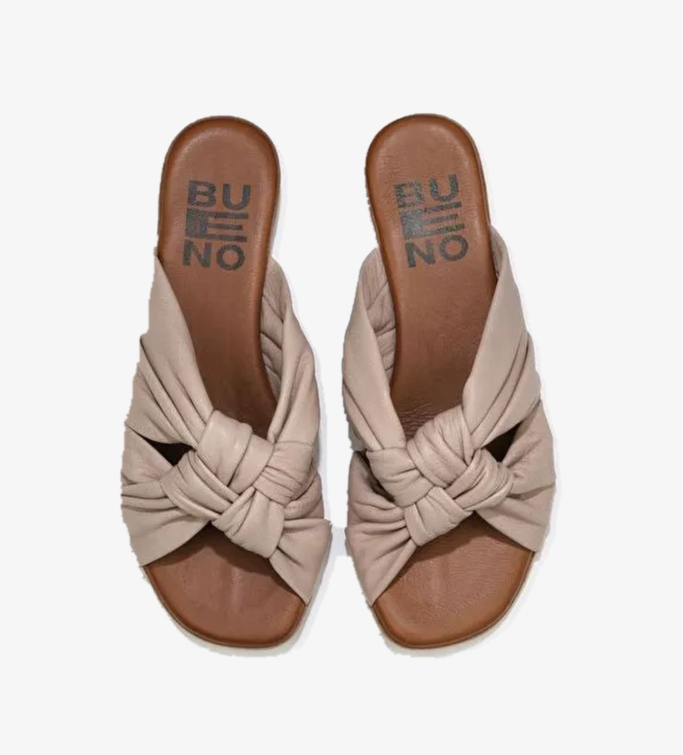 Bueno Shoes Gri Deri Kadın Düz Terlik 01wu8800 - Görsel 1