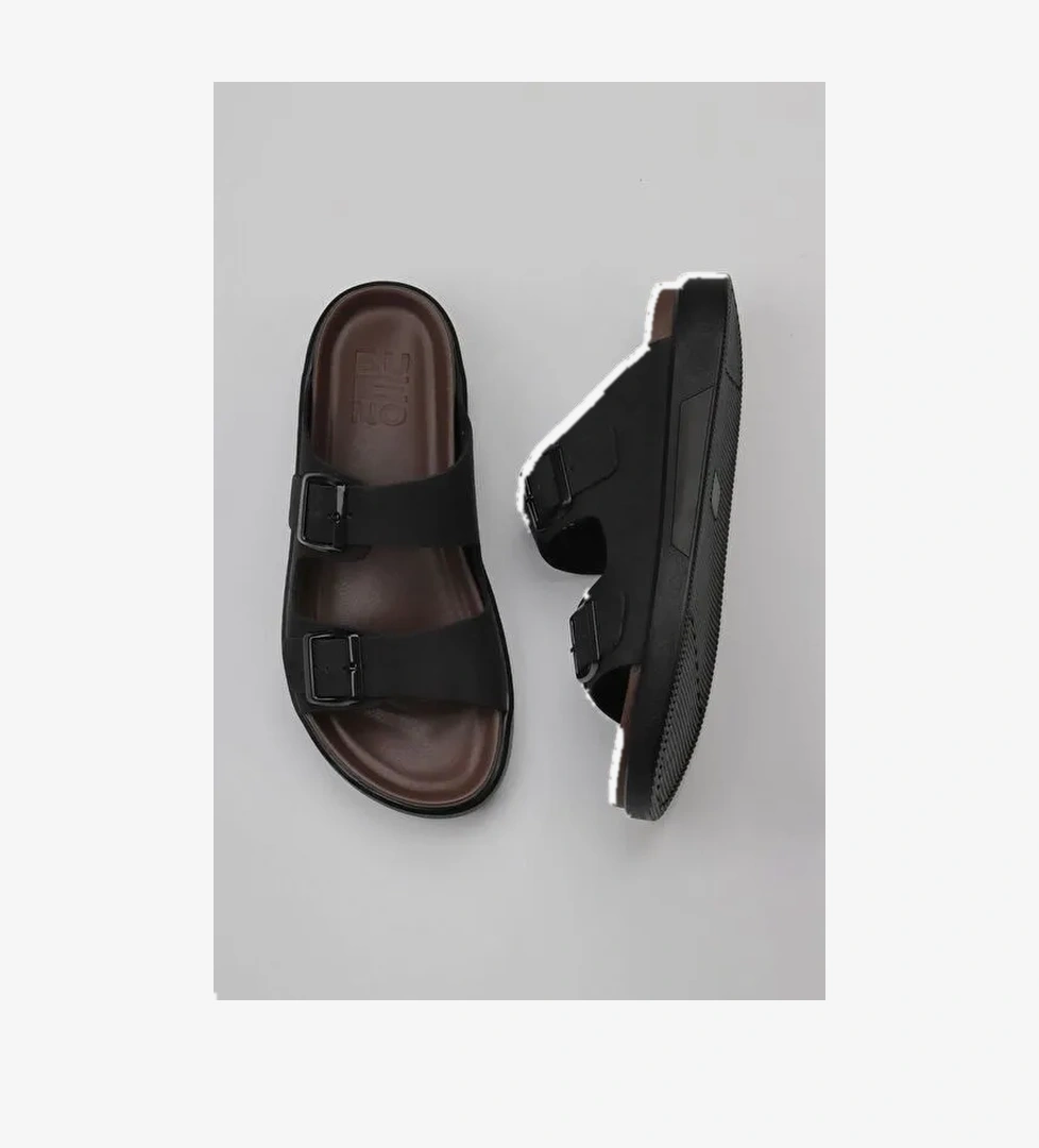 Bueno Shoes Siyah Nubuk Deri Erkek Düz Terlik 11t23348 - Görsel 1