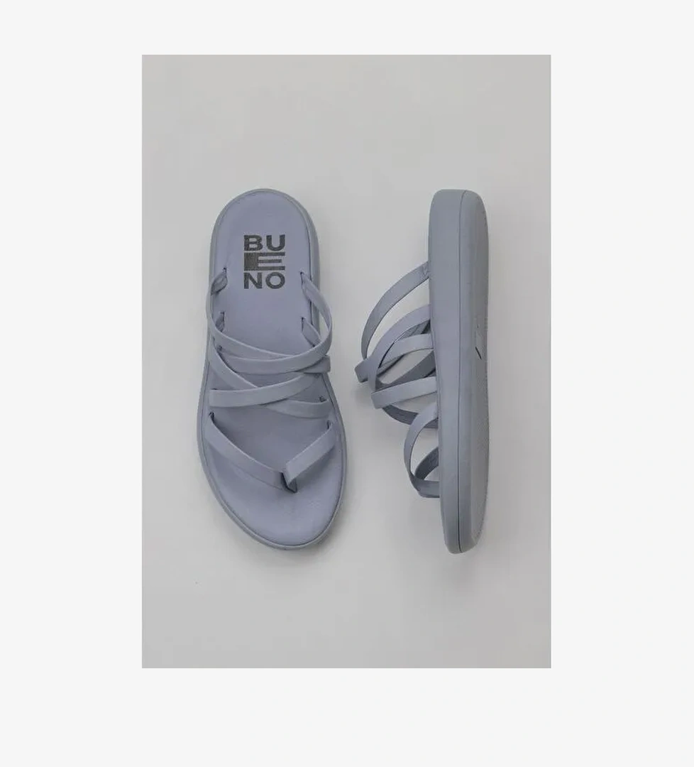 Bueno Shoes Mavi Deri Kadın Parmak Arası Terlik 01wy2317 - Görsel 1