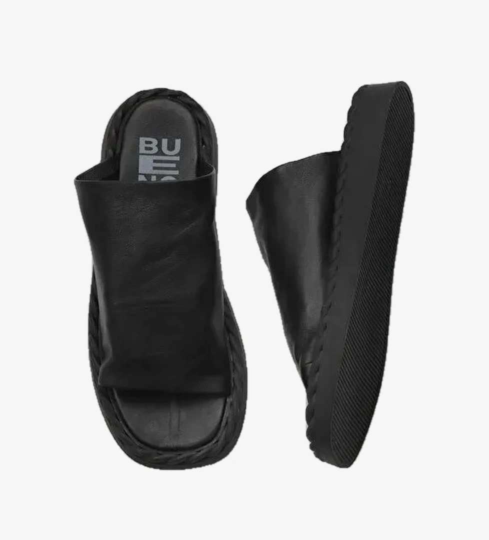 Bueno Shoes Siyah Deri Kadın Düz Terlik 01wy9109