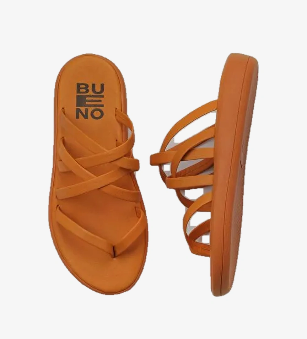 Bueno Shoes Turuncu Deri Kadın Parmak Arası Terlik 01wy2317