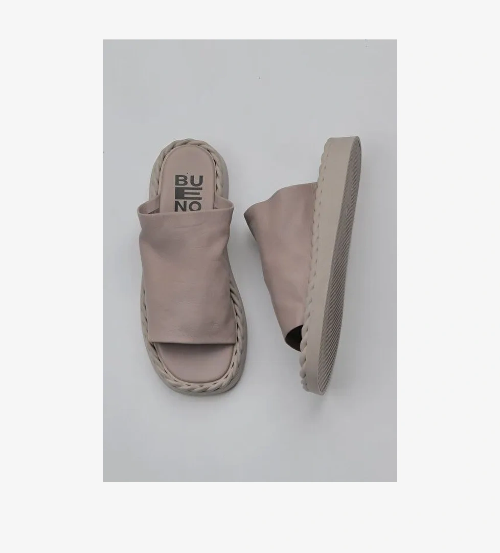 Bueno Shoes Gri Deri Kadın Düz Terlik 01wy9109 - Görsel 1