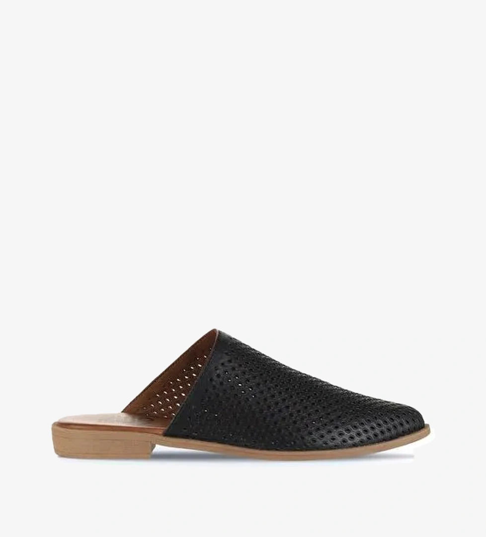 Bueno Shoes Siyah Deri Kadın Düz Terlik 01wa9200 - Görsel 1