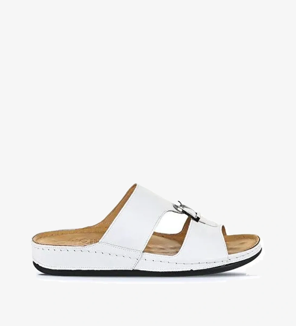 Bueno Shoes Beyaz Deri Erkek Düz Terlik 25mt2360 - Görsel 1