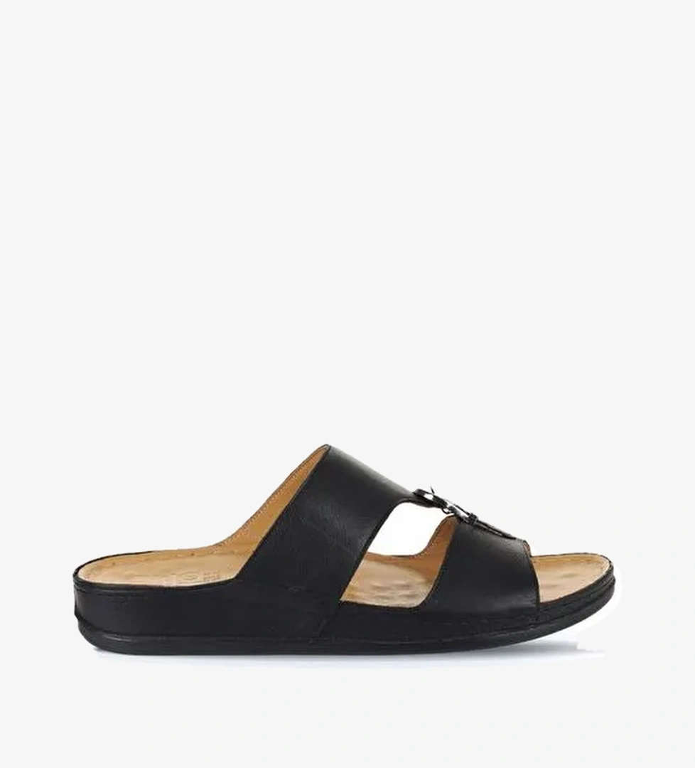 Bueno Shoes Siyah Deri Erkek Düz Terlik 25mt2360 - Görsel 1