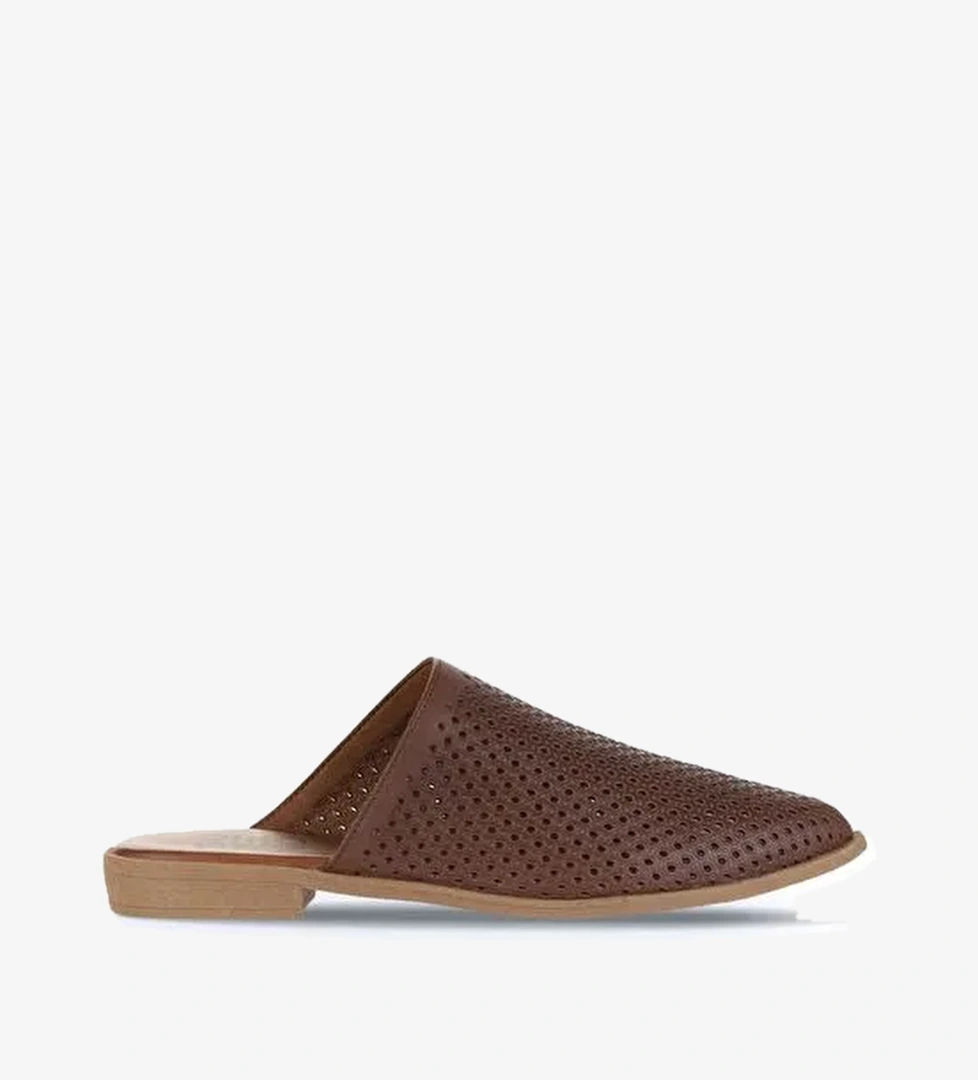 Bueno Shoes Kahverengi Deri Kadın Düz Terlik 01wa9200 - Görsel 1