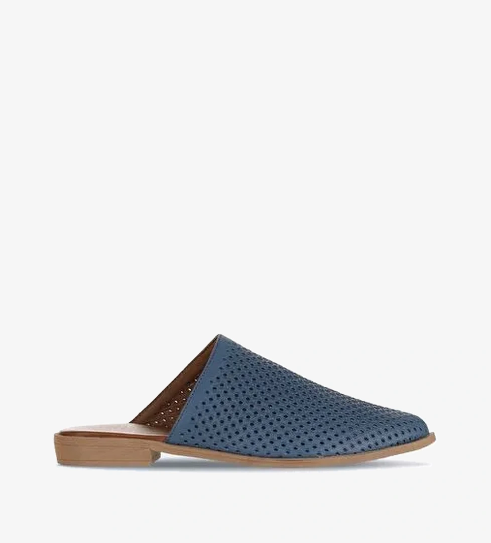 Bueno Shoes Mavi Deri Kadın Düz Terlik 01wa9200 - Görsel 1