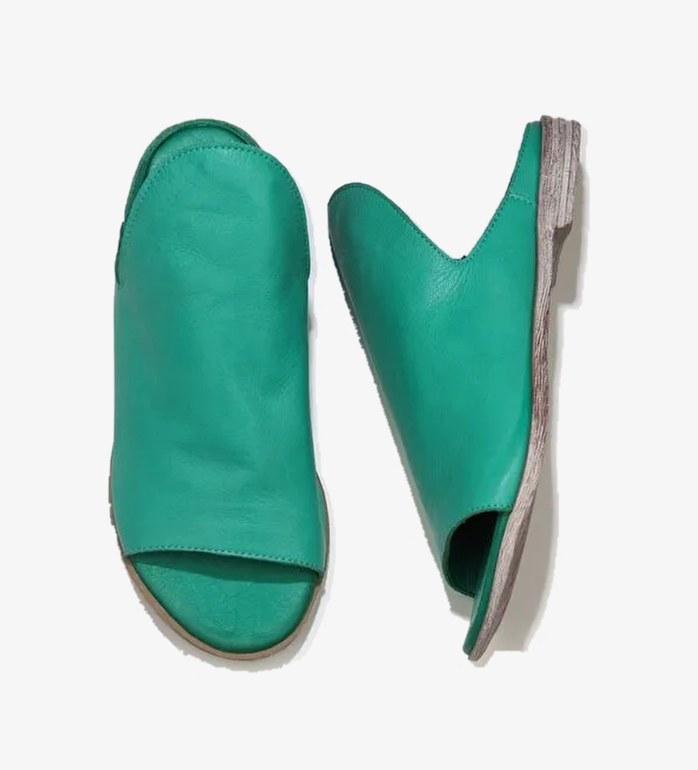 Bueno Shoes Yeşil Deri Kadın Düz Terlik 01wn5019 - Görsel 1