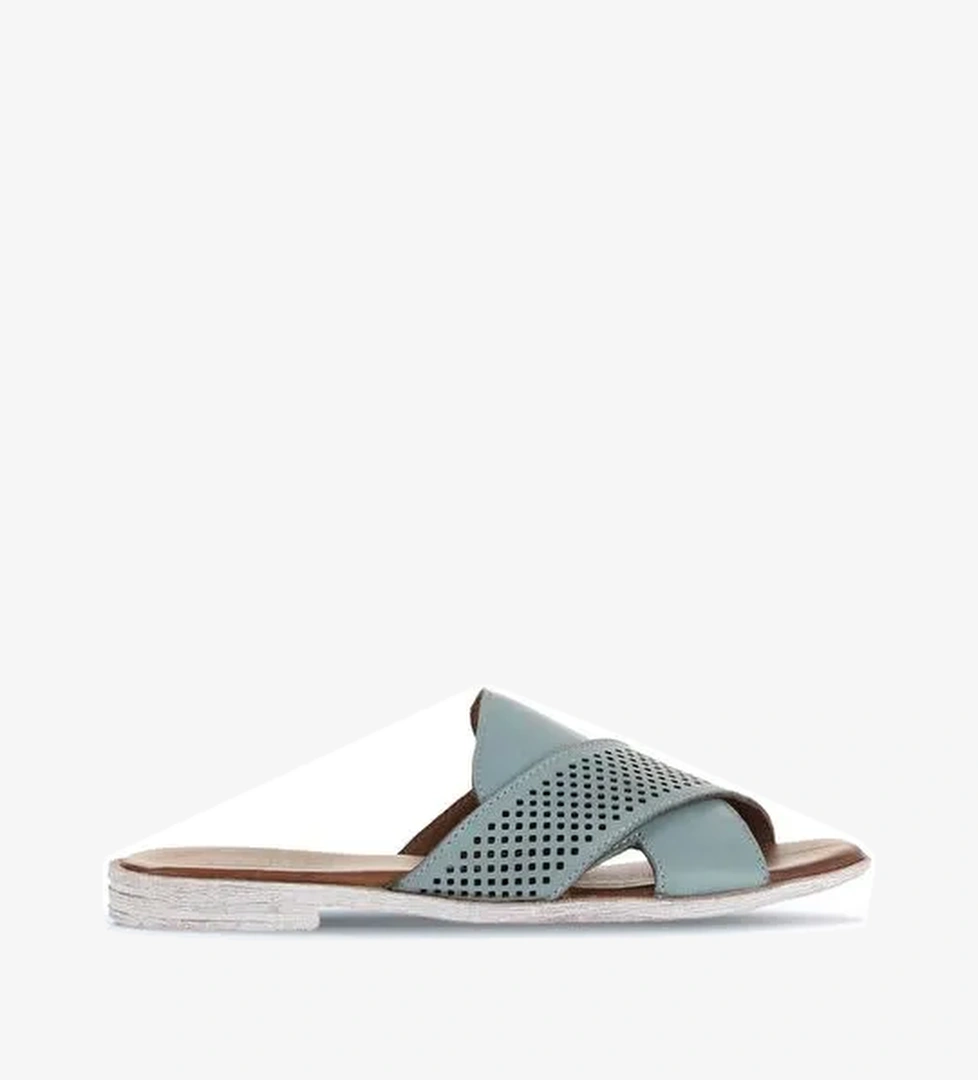 Bueno Shoes Mavi Deri Kadın Düz Terlik 01wa3005 - Görsel 1