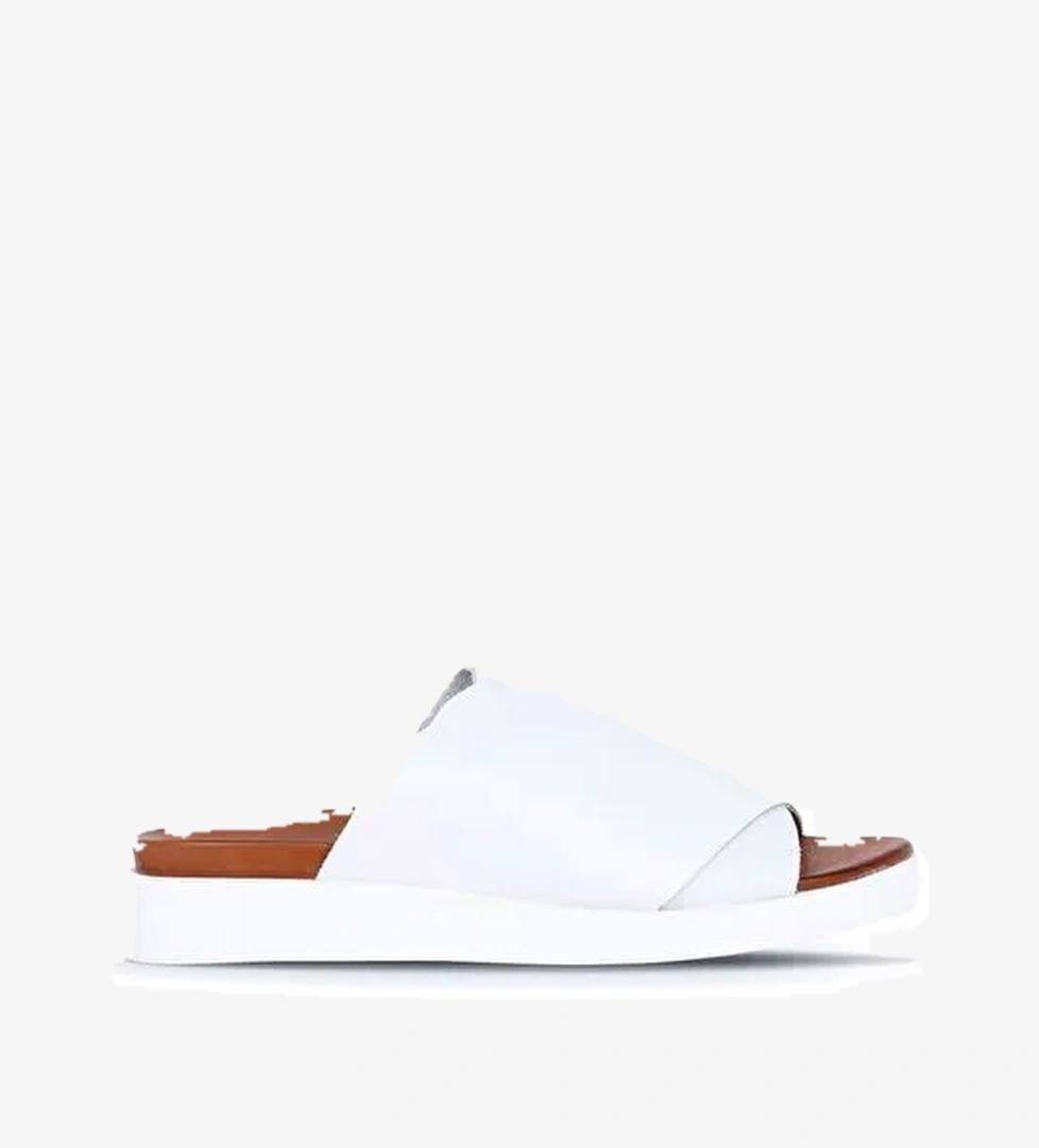 Bueno Shoes Beyaz Deri Kadın Düz Terlik 01wq9100 - Görsel 1