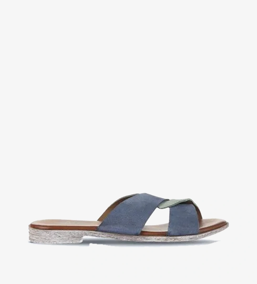 Bueno Shoes Mavi Yeşil Alf Süet Kadın Düz Terlik 01wa3016