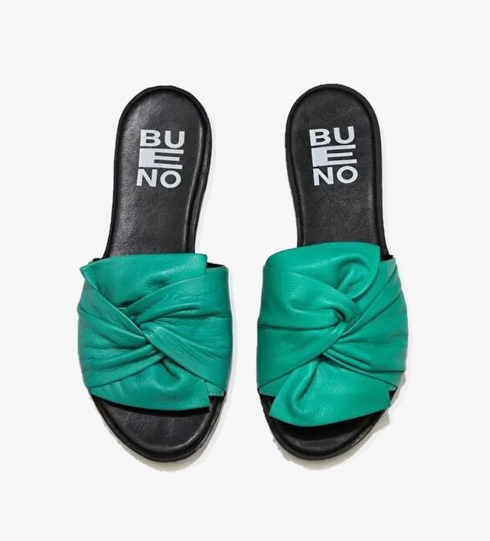 Bueno Shoes Yeşil Deri Kadın Düz Terlik 01wn5040 - Görsel 1