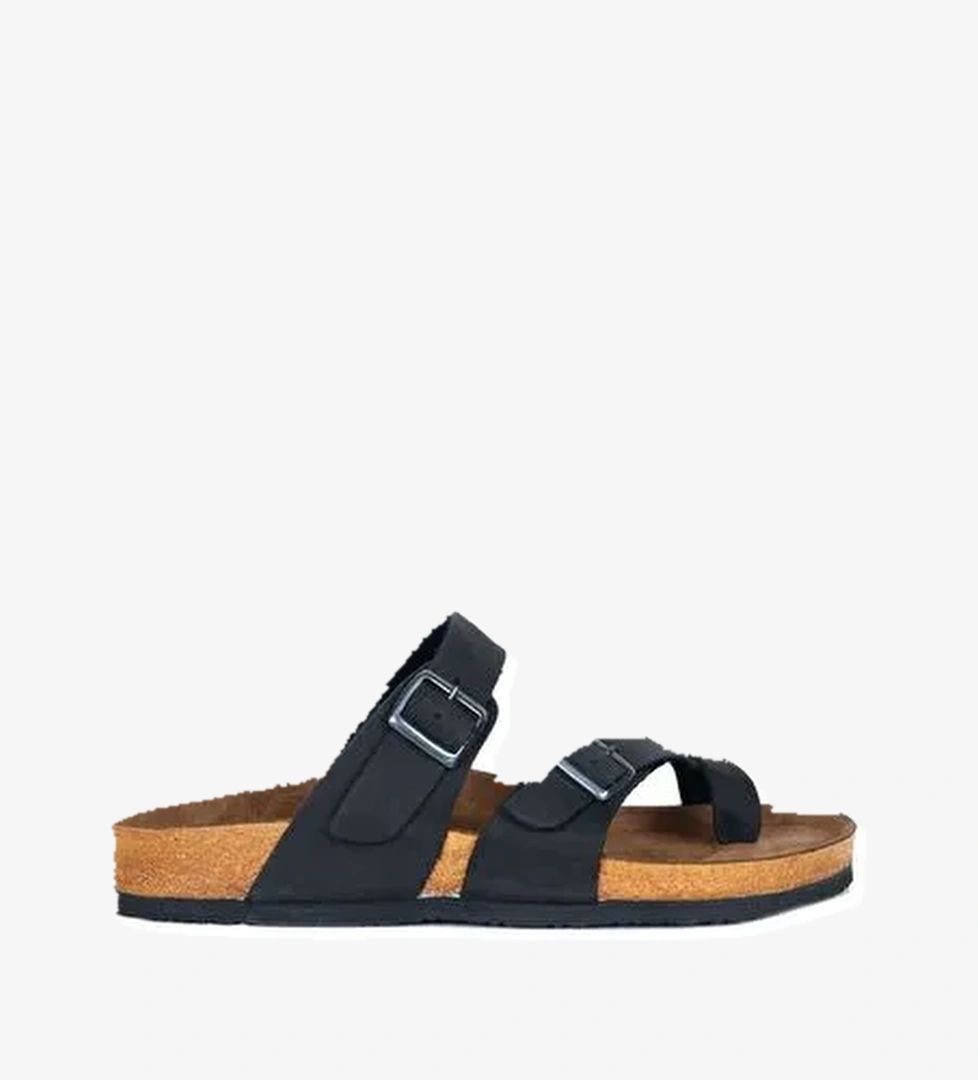 Bueno Shoes Siyah Greyzi Deri Erkek Parmak Arası Terlik 05mt102 - Görsel 1