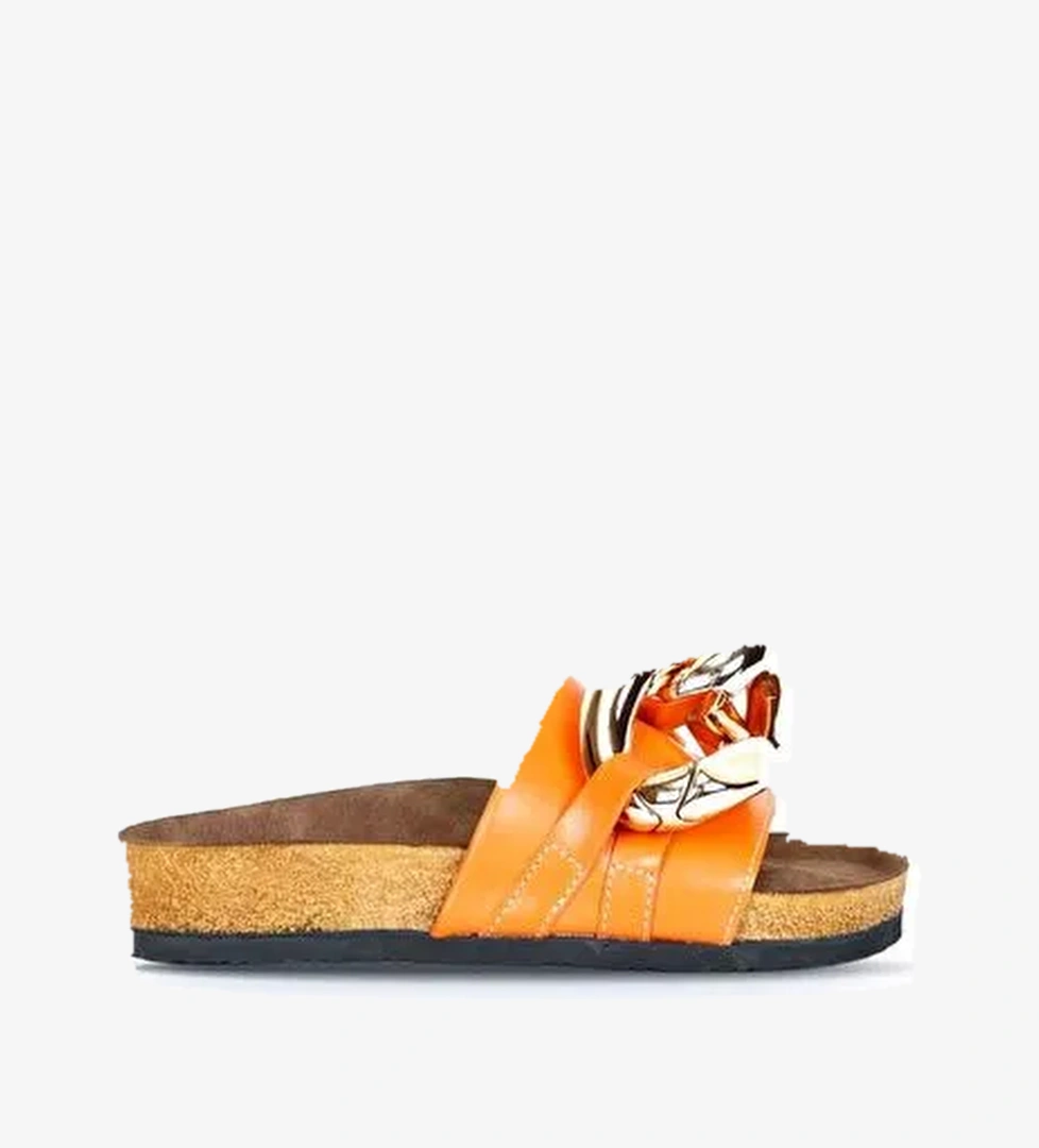 Bueno Shoes Turuncu Napa Deri Kadın Düz Terlik 05wt066 - Görsel 1