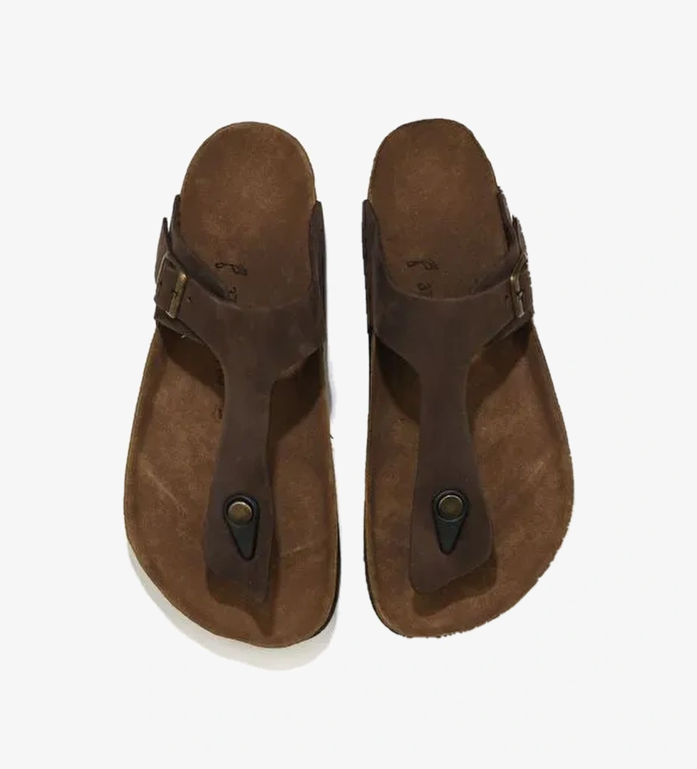 Bueno Shoes Kahverengi Nubuk Deri Kadın Parmak Arası Terlik 05wt101 - Görsel 1