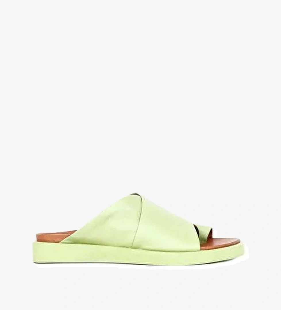 Bueno Shoes Yeşil Deri Kadın Parmak Arası Terlik 01ws2809 - Görsel 1