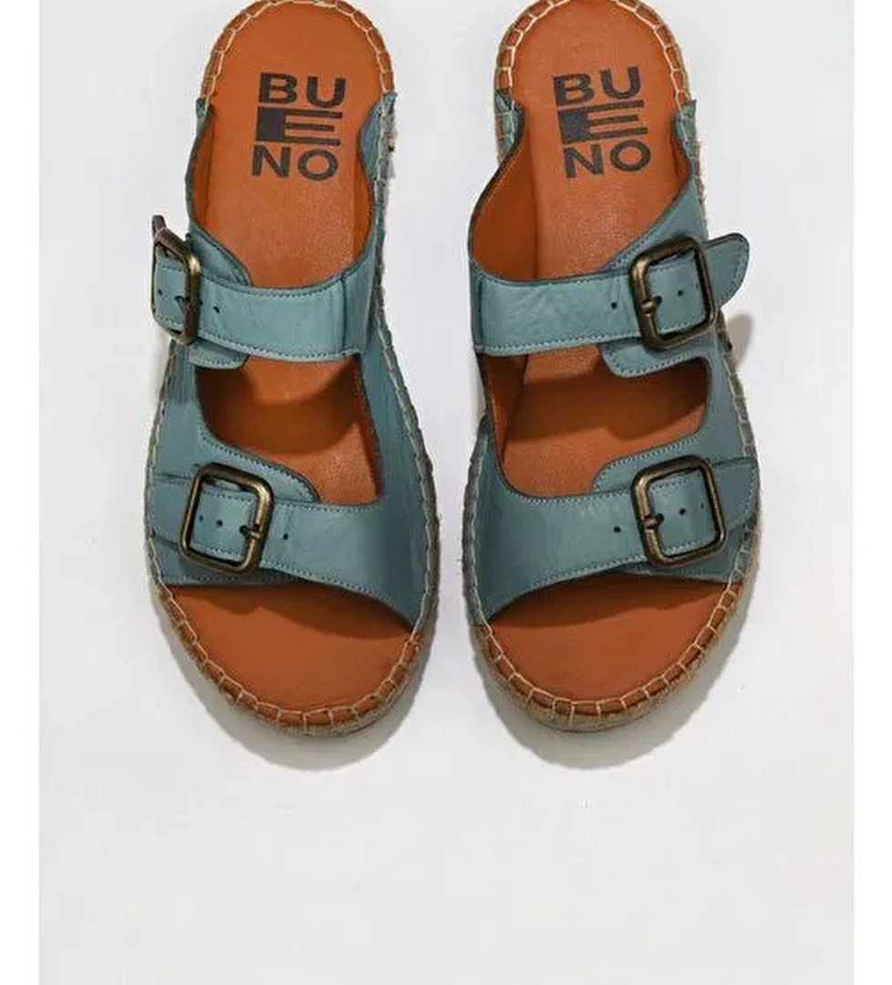 Bueno Shoes Mavi Deri Kadın Düz Terlik 01wu2518 - Görsel 1