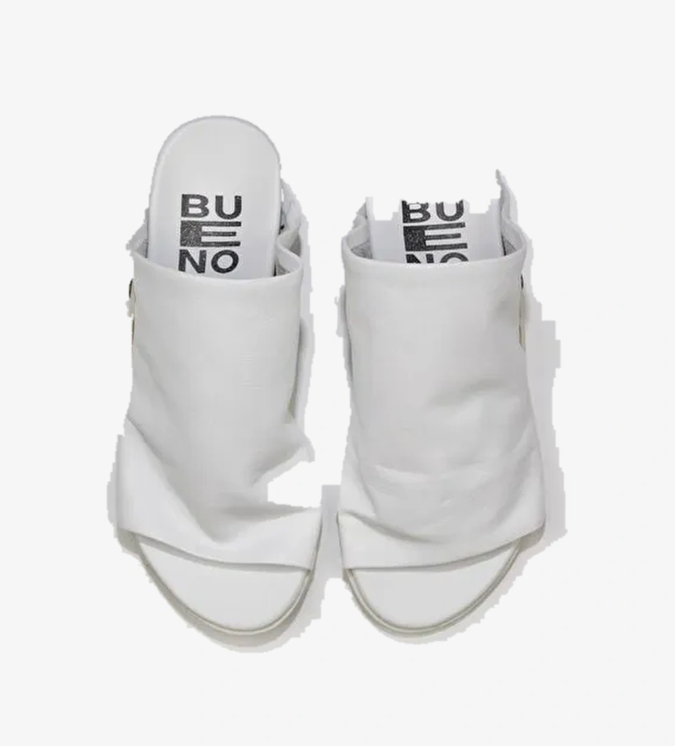 Bueno Shoes Beyaz Deri Kadın Düz Terlik 01wu7602 - Görsel 1