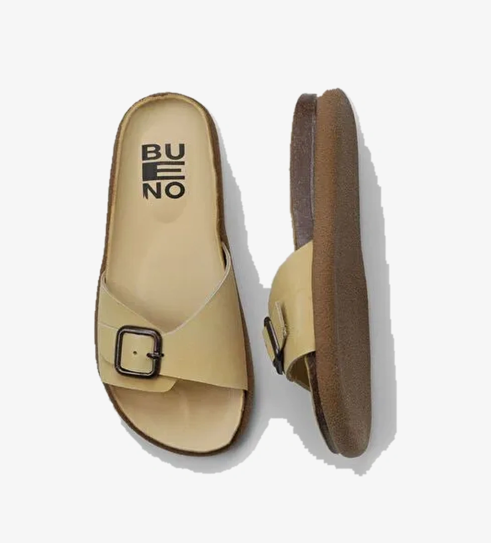 Bueno Shoes Sarı Nubuk Kadın Düz Terlik 01ws11003 - Görsel 1
