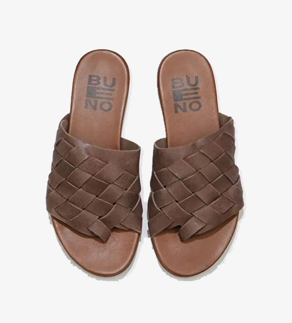 Bueno Shoes Gri Deri Kadın Parmak Arası Terlik 01wq0501 - Görsel 1
