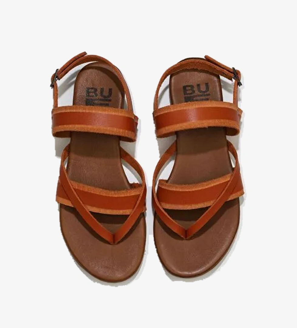Bueno Shoes Turuncu Deri Kadın Sandalet 01wu7423 - Görsel 1