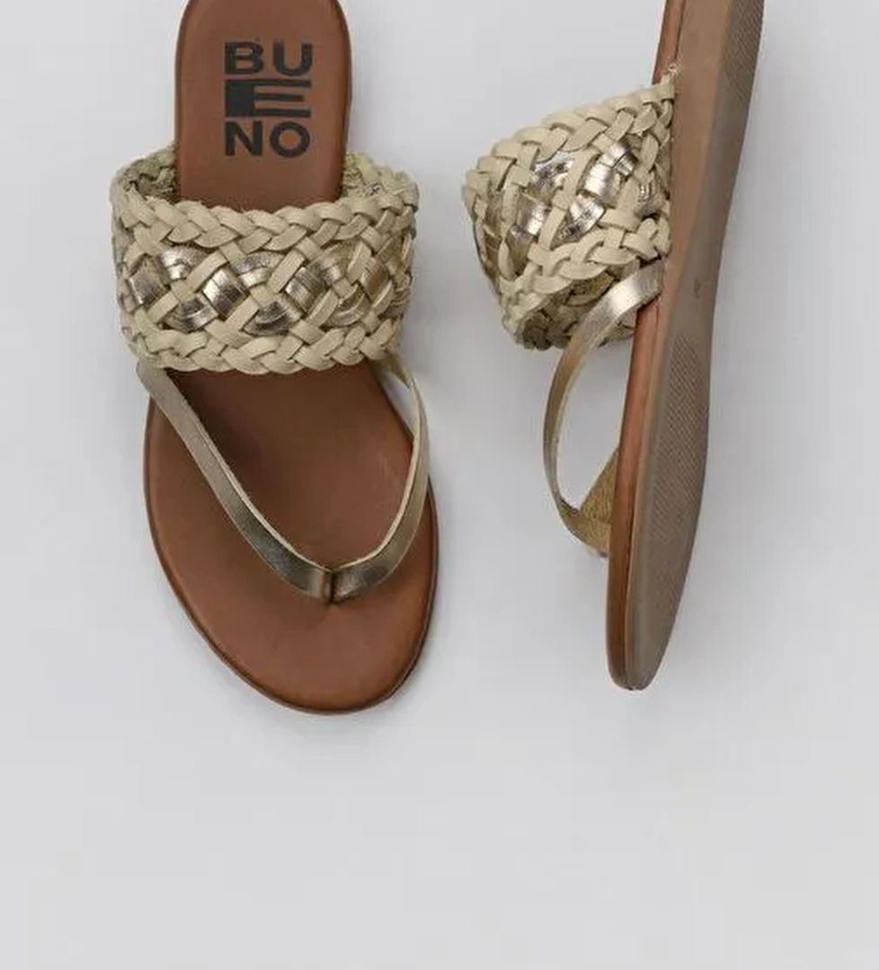 Bueno Shoes Sarı Parlak Deri Kadın Parmak Arası Terlik 01wu7448 - Görsel 1